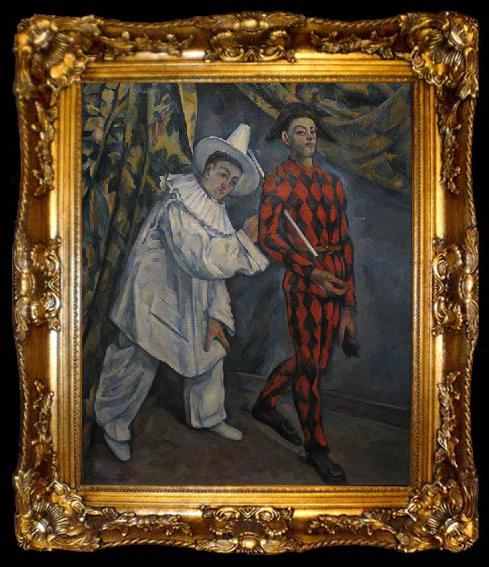 framed  Paul Cezanne Pierot and Harlequin, ta009-2